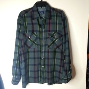 Backpacker mens flannel scotch plaid button down shirt sz large